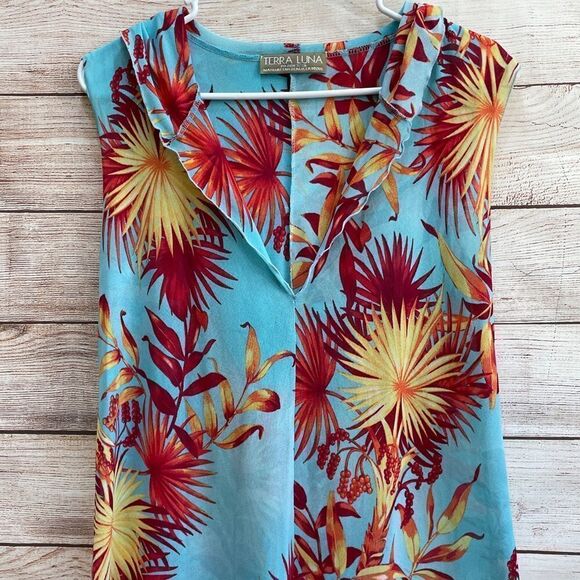 ‎TERRA LUNA HOODED COVERUP IN TROPICAL PRINT - Picture 2 of 6